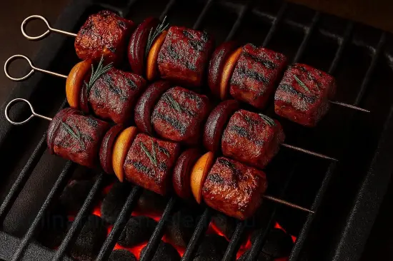 Шашлык из свиной шеи с гранатовым соусом - шаг 6. Жарка шашлыка