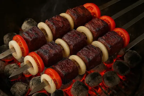 Шашлык из баранины с восточными специями - шаг 6. Жарка шашлыка