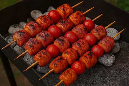 Куриный шашлык в маринаде (сочный, мягкий и ароматный) - шаг 6. Жарка шашлыка