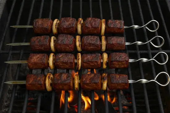 Шашлык из баранины с зирой и луком - шаг 6. Жарка шашлыка