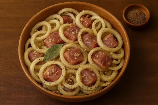 Шашлык из свинины в минералке с луком и специями - шаг 3. Смешивание с пряностями