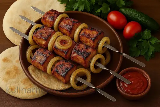 Шашлык из свинины в минералке с луком и специями - шаг 7. Отдых мяса и подача