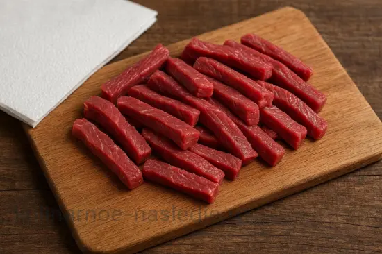 Азу по-татарски с солёными огурцами и картошкой в казане - шаг 1