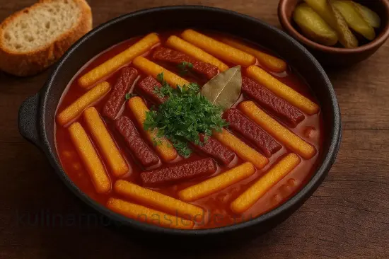 Азу по-татарски с солёными огурцами и картошкой в казане - шаг 9