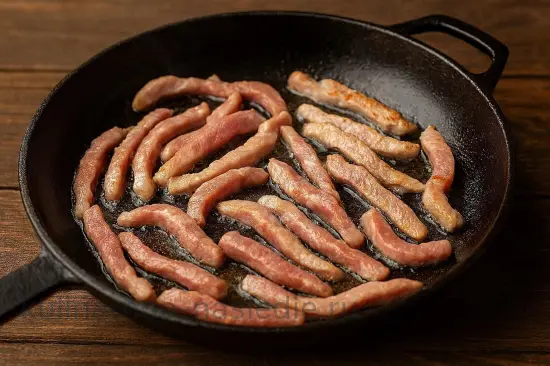 Азу по-татарски из свинины с картофелем на сковороде - шаг 2