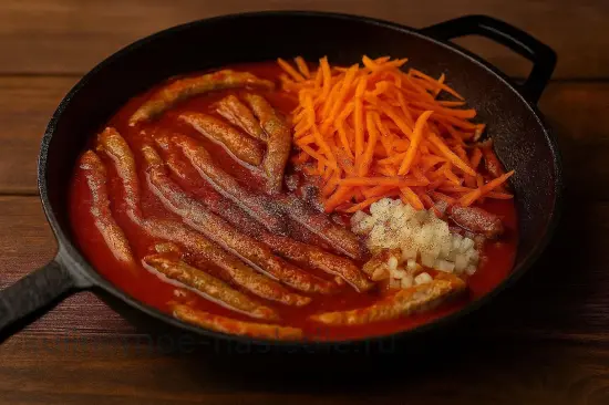 Азу по-татарски из свинины с картофелем на сковороде - шаг 4