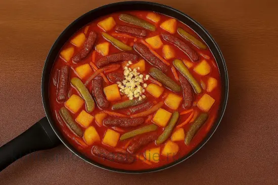 Азу по-татарски с говядиной и маринованными огурцами - шаг 6