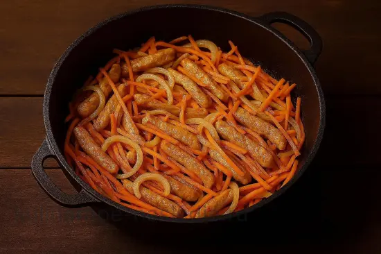 Азу с индейкой и солеными огурцами в казане - шаг 3