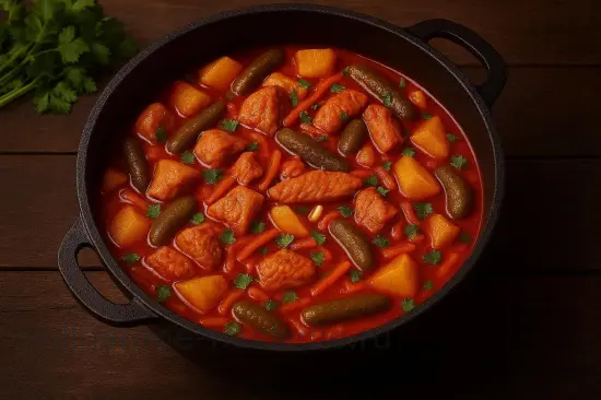 Азу с индейкой и солеными огурцами в казане - шаг 7