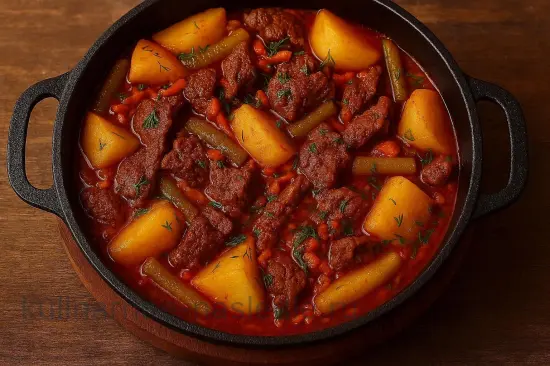 Азу с говядиной и картофелем на сковороде - шаг 7