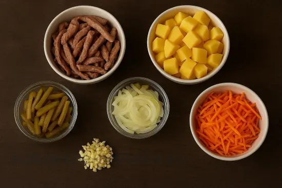 Азу по-татарски из свинины с солеными огурцами - шаг 1