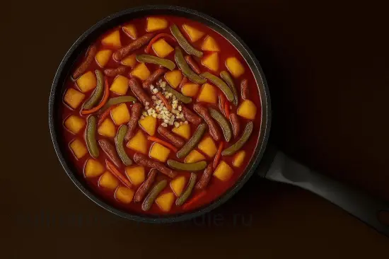 Азу по-татарски из свинины с солеными огурцами - шаг 6