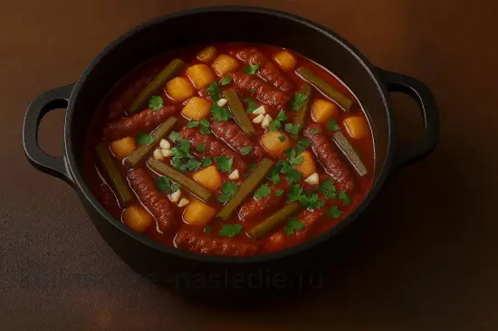 Азу по-татарски с говядиной и солеными огурцами - шаг 6