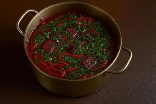 Борщ с копченой свининой и грибами - шаг 8. Добавление специй и зелени