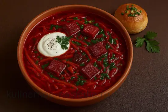 Борщ с копченой свининой и грибами - шаг 10. Подача