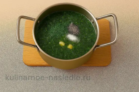 Зеленый борщ - шаг 6. Финальные штрихи и настаивание