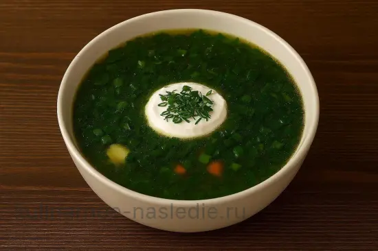 Зеленый борщ с щавелем - шаг 8. Подача