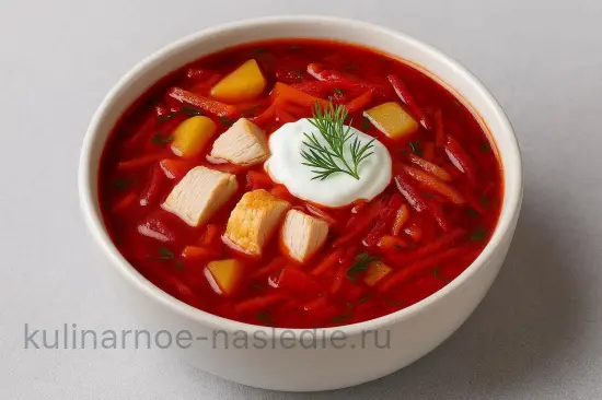 Борщ с курицей и капустой - шаг 9. Подача