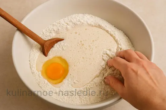 Булочки с песто и сыром пармезан - Замес теста