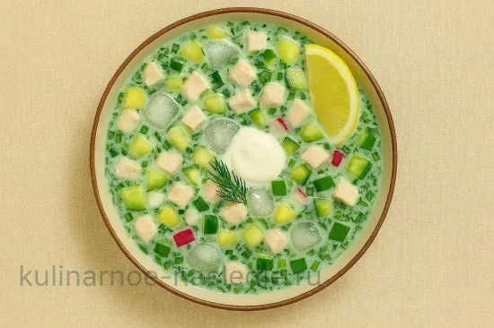 Окрошка на кефире с курицей - лёгкий рецепт без кваса - шаг 5 (изображение)