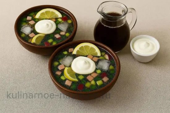 Окрошка на квасе классическая с колбасой и свежими овощами - шаг 5 (изображение)