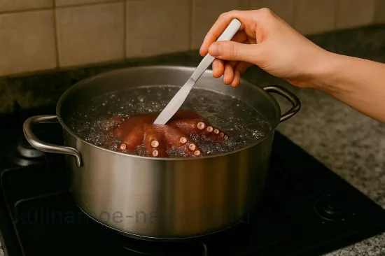 Осьминог по-галисийски с копчёной паприкой и картофелем - шаг 3 (изображение)