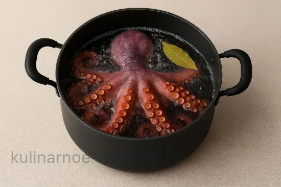 Осьминог по-галисийски с копчёной паприкой и оливковым маслом - Основная варка осьминога