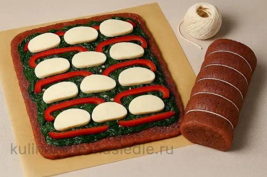 Рулет из говядины с овощами и моцареллой - шаг 3