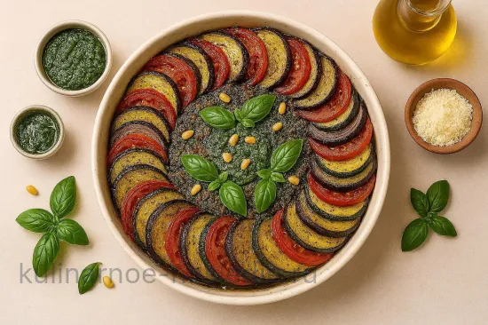 Рататуй с запечённым песто и пармезаном - шаг 6. Подача