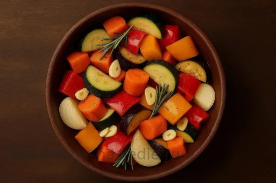 Запечённые овощи с розмарином и чесноком - шаг 3. Смешивание с маслом и специями