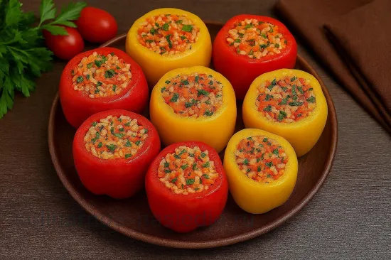 Фаршированные перцы по-болгарски с рисом и овощами - шаг 6. Наполнение перцев