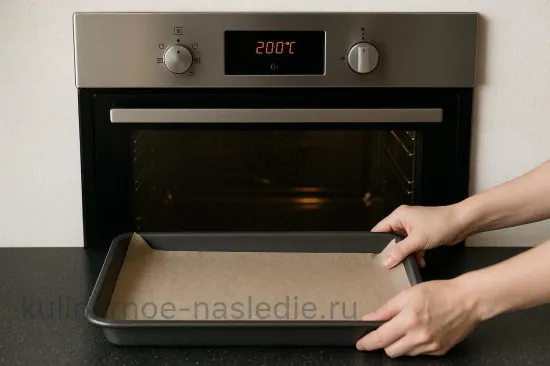 Запеченные овощи по-гречески с фетой и оливками - шаг 1. Подготовка духовки и противня