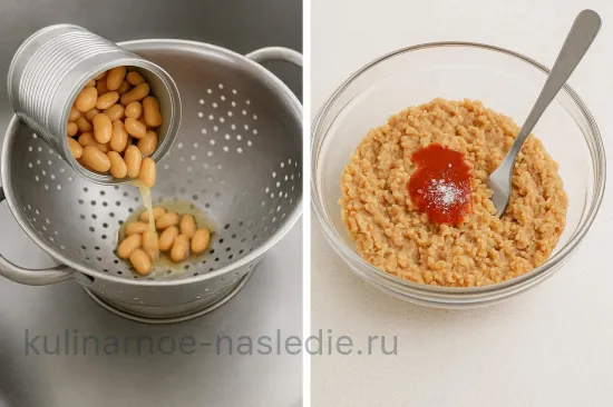 Бутерброд с фасолью и чили - Приготовление фасолевой намазки