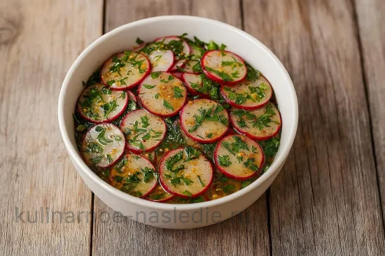 Пикантная маринованная редиска с зеленью - Приготовление маринада