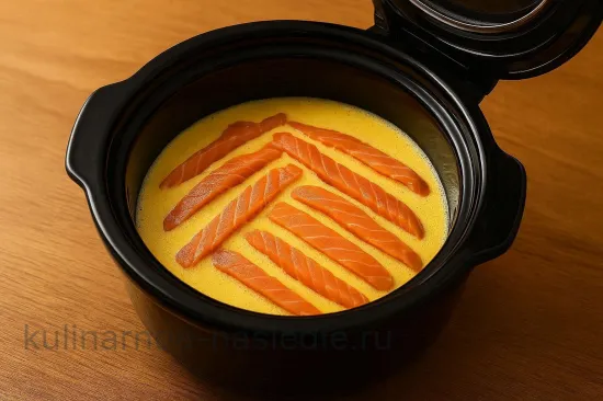Омлет с лососем в мультиварке - шаг 4