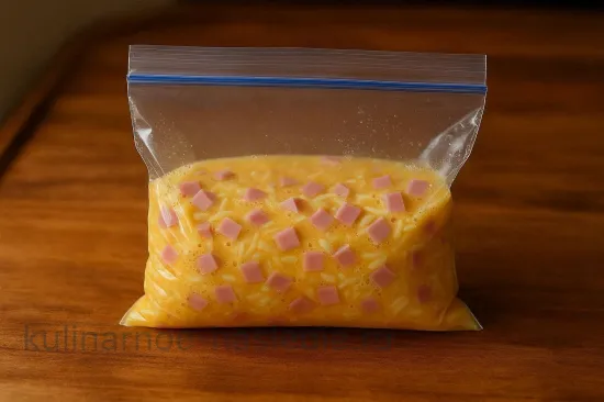 Омлет в пакете с ветчиной и сыром - шаг 4