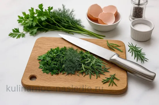 Французский омлет с травами на сковороде - шаг 2