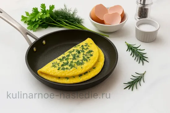 Французский омлет с травами на сковороде - шаг 6