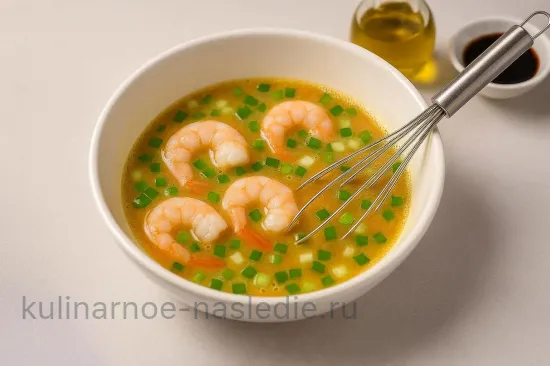 Паровой омлет с креветками по-азиатски - шаг 3