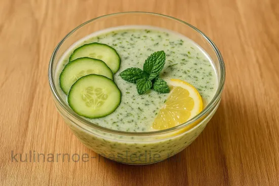 Огуречный холодный суп с мятой и кефиром - шаг 6. Подача