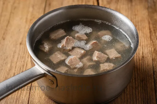 Окрошка с телятиной на айране и горчице - шаг 1