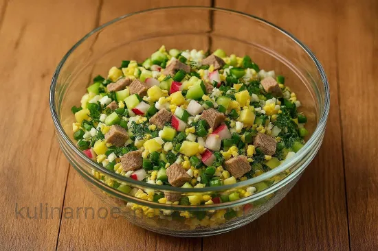 Окрошка с телятиной на айране и горчице - шаг 5