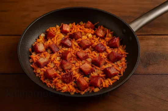 Гороховый суп с копченостями - Приготовление зажарки