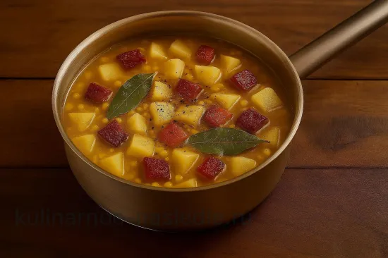 Гороховый суп с копченостями - Добавление картофеля и специй