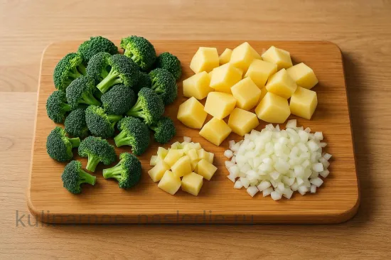 Крем-суп из брокколи с сыром - шаг 1. Подготовка овощей