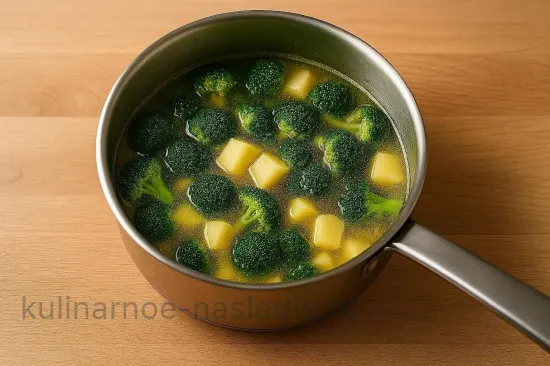 Крем-суп из брокколи с сыром - шаг 3. Варка овощей