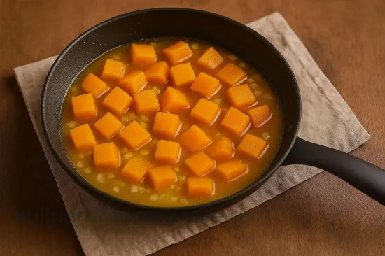 Крем-суп из тыквы на пару с апельсиновым соком и мускатным орехом - шаг 3. Соединение ингредиентов