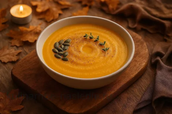 Крем-суп из тыквы на пару с апельсиновым соком и мускатным орехом - шаг 6. Подача