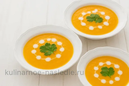 Крем-суп из запаренной тыквы с кокосовым молоком и имбирём - Подача