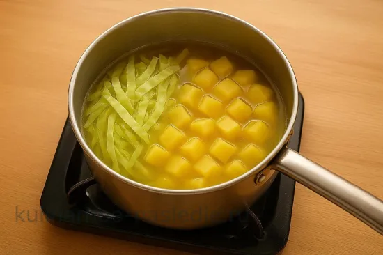 Капустный суп на пару с картофелем - шаг 3. Соединение с бульоном